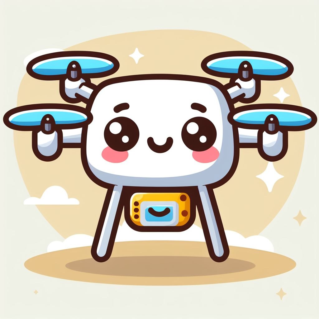 Thick cartoon picture, happy cute drone  AI Image