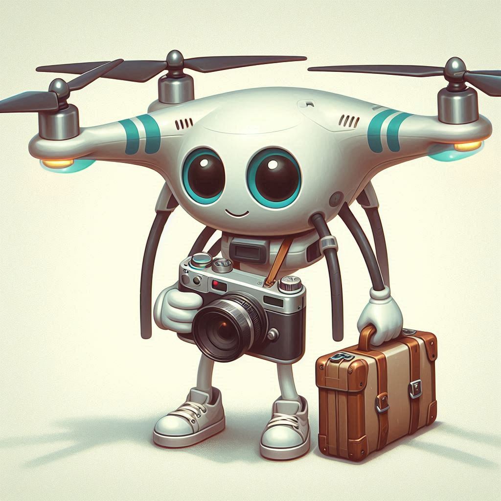 aerial photography drone, Drone character, thick cartoonish painting AI image 1024x1024